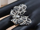 Jet Black White Flying Wing Fly Butterfly Ring