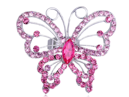 Butterfly Widespread Wing Fly Design Pink Rose Spring Ring