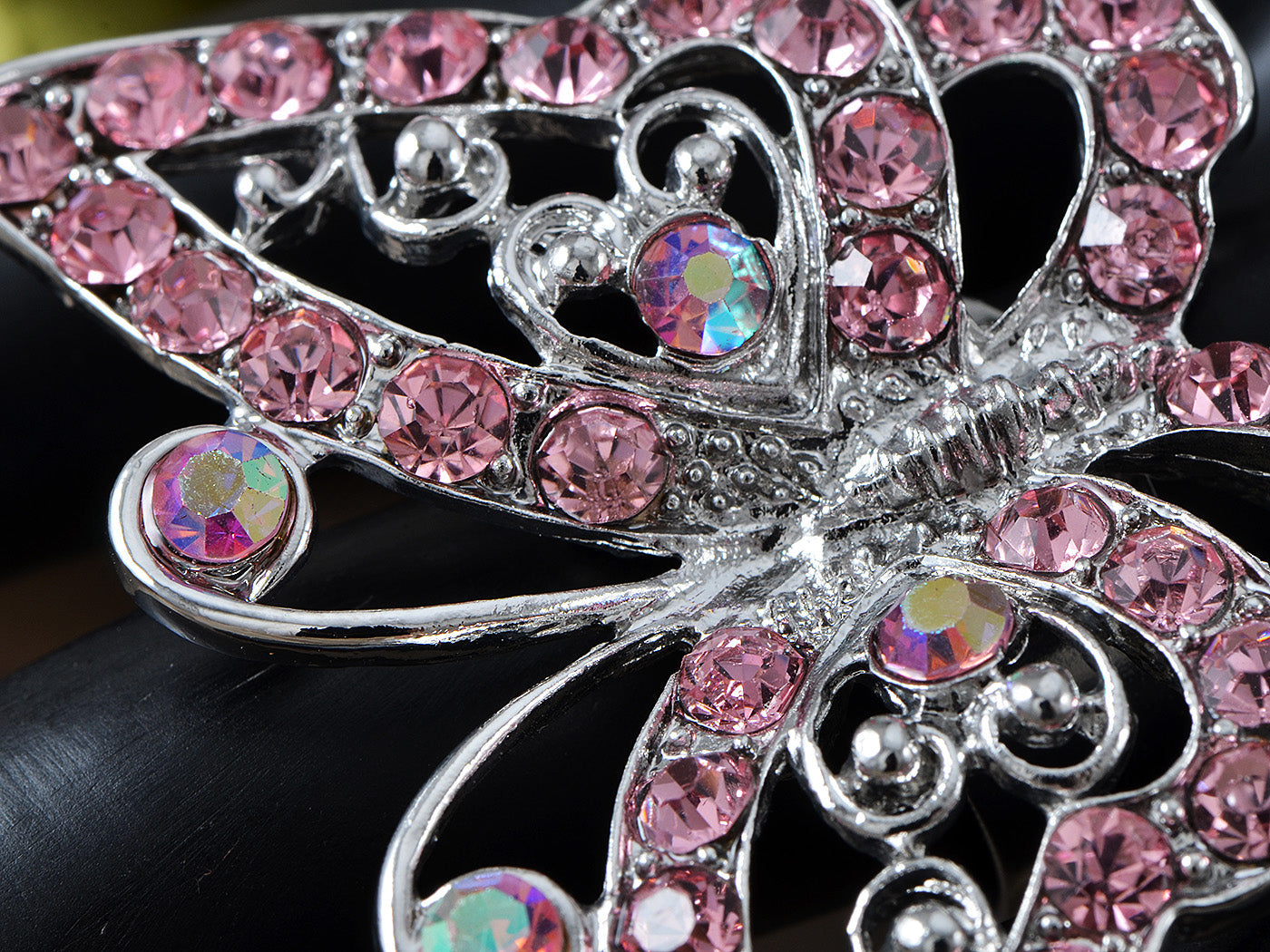 Iridescent Pink Butterfly Heart Ring