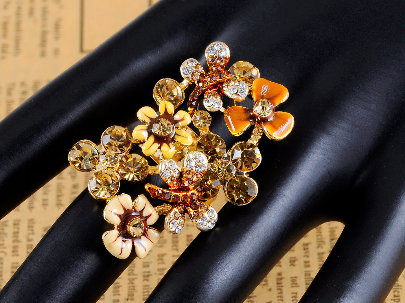 Brilliant Topaz Clustered Floral Flower Ring