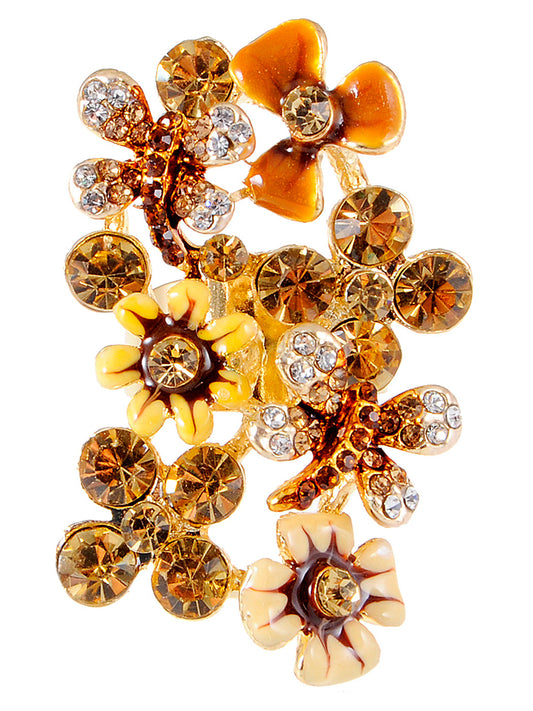 Brilliant Topaz Clustered Floral Flower Ring