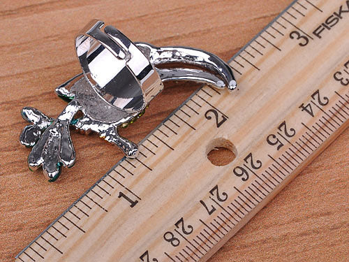 Colorful Tropical Toucan Bird Beak Enamel Peridot Topaz Ring