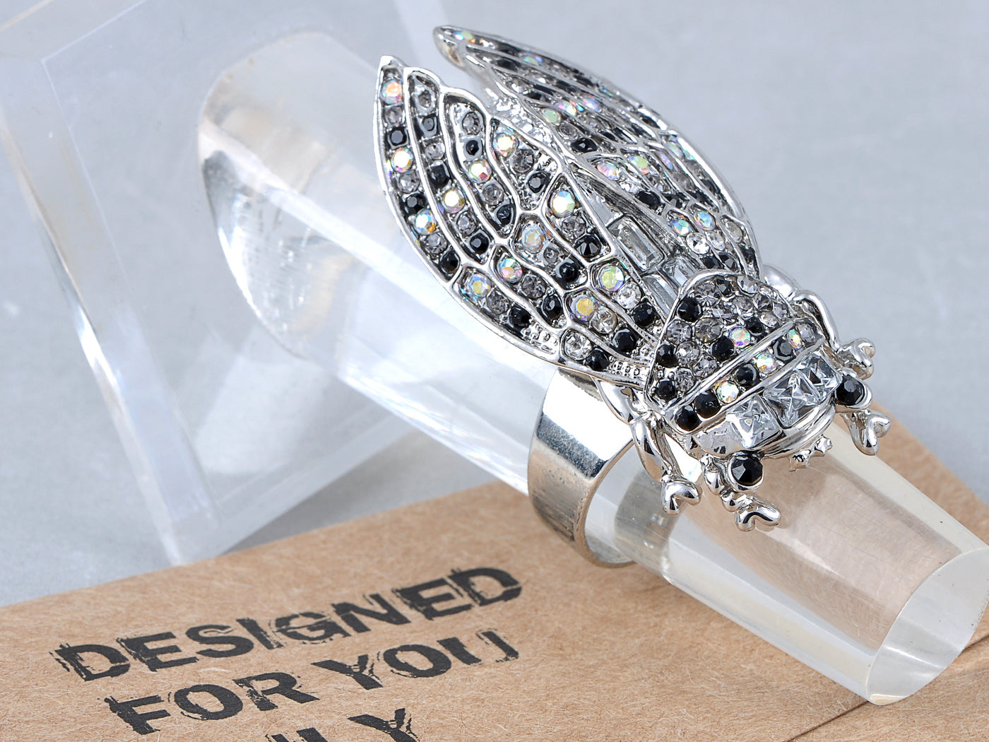 Flying Bug Black Eyed Insect Ring