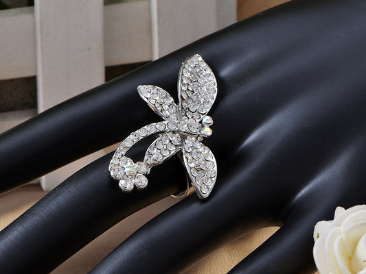 Adorable Sparkle Embedded Dragonfly Ring