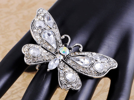 Victorian Vintage Butterfly Black Eye Ring