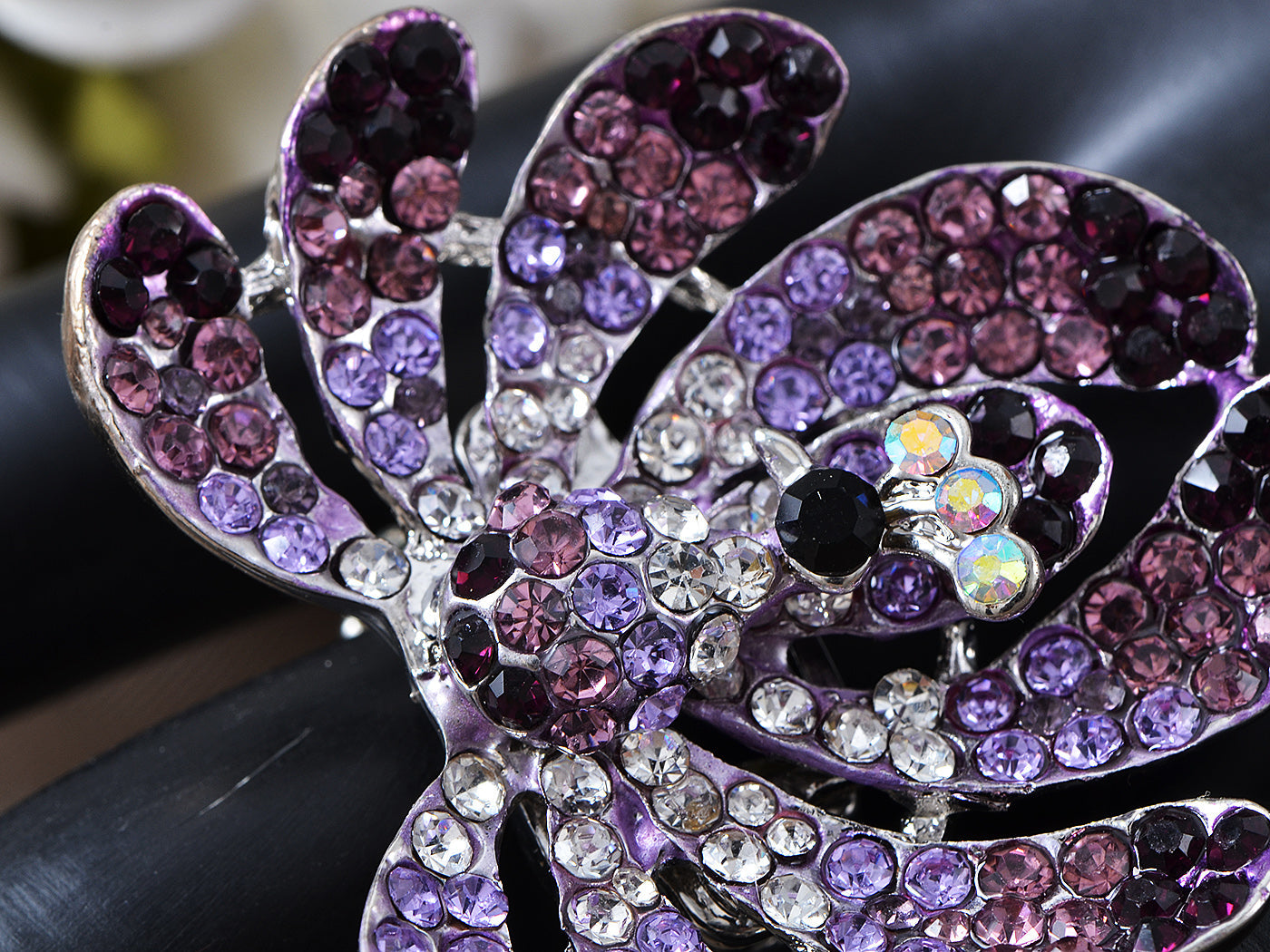 Fuchsia Pink Big Tail Feather Peacock Gradient Purple Ring