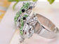 Lime Green Cartoon Frog Pair Peridot Ring