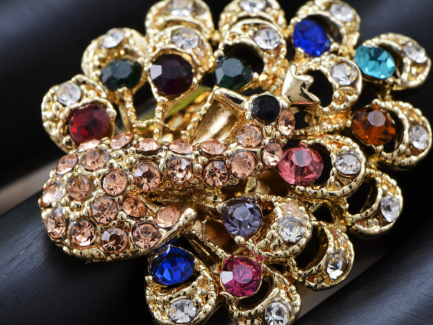 Exotic Wild Bird Indicolite Bright Blue Peacock Tail Ring