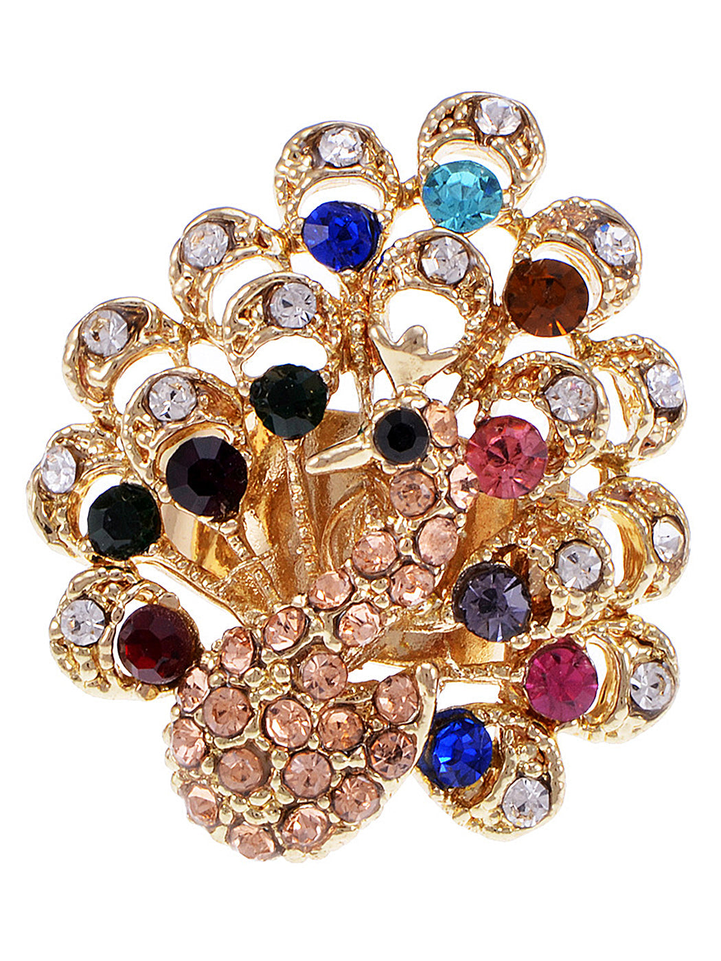 Exotic Wild Bird Indicolite Bright Blue Peacock Tail Ring