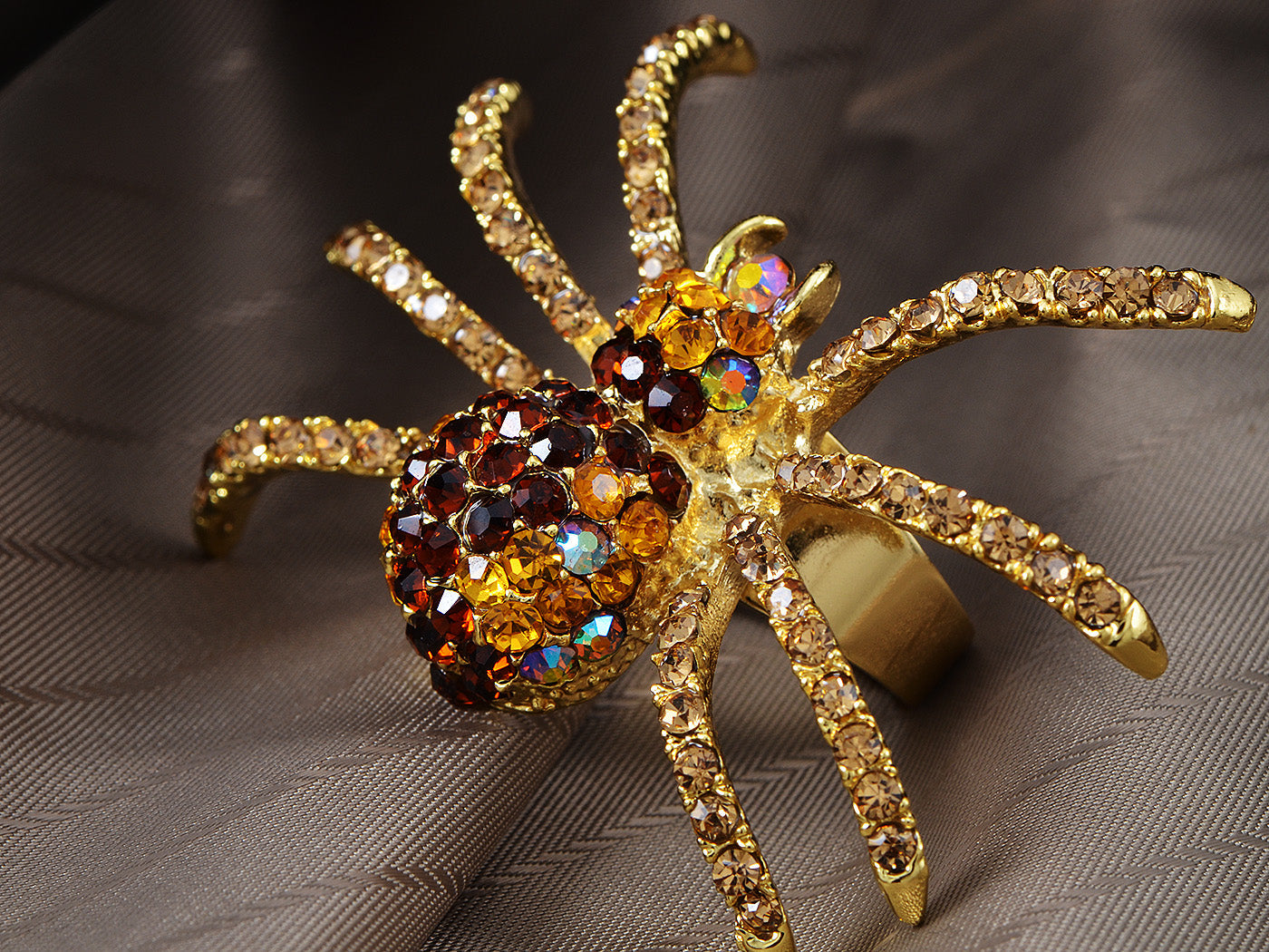 Topaz Czech Spider Long Legged Light Smoked Ring