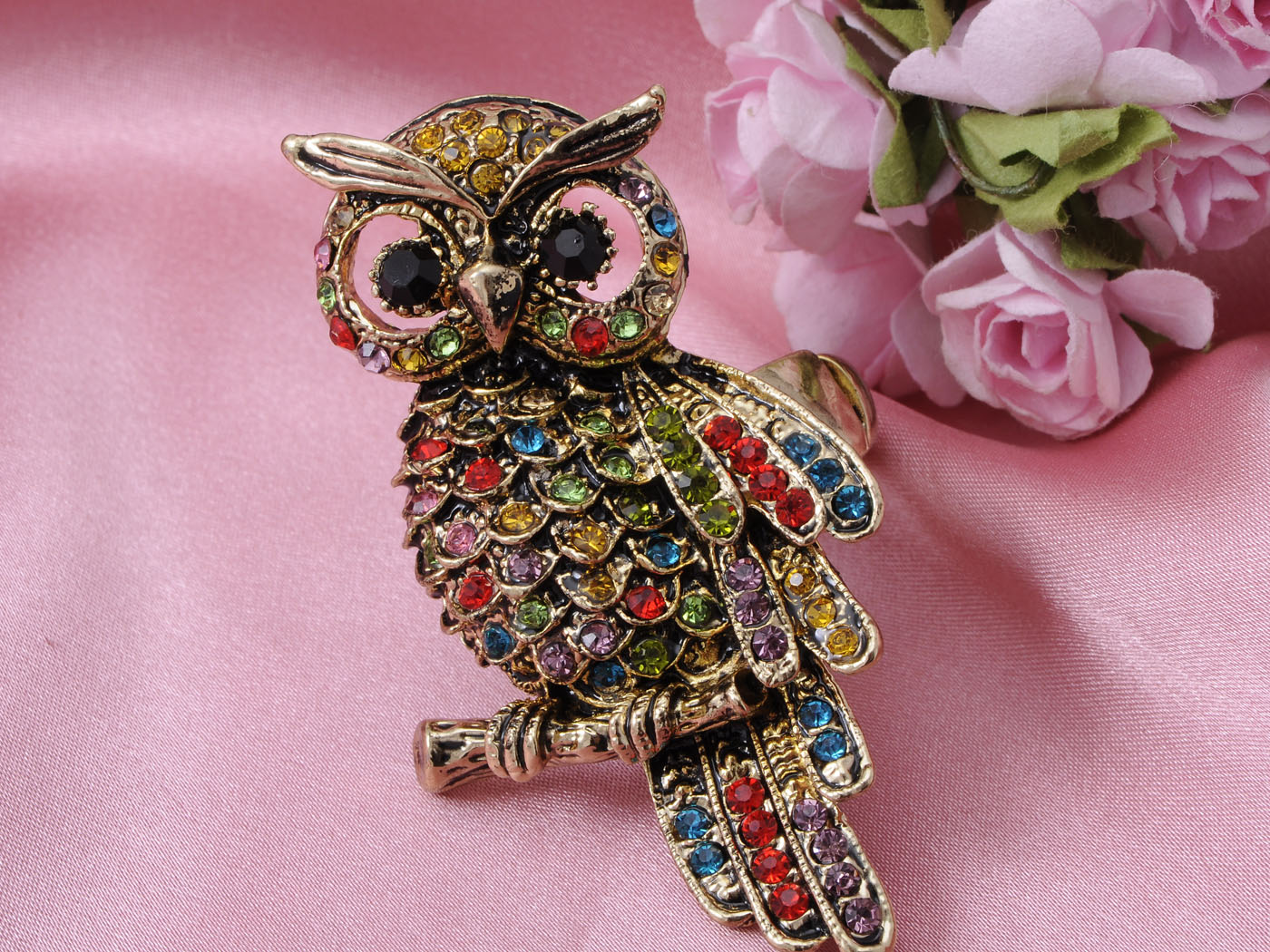 Antique Multicolored Rainbow Owl Bird Ring