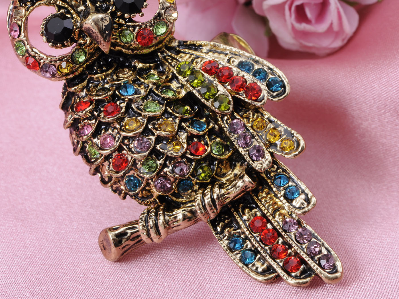 Antique Multicolored Rainbow Owl Bird Ring