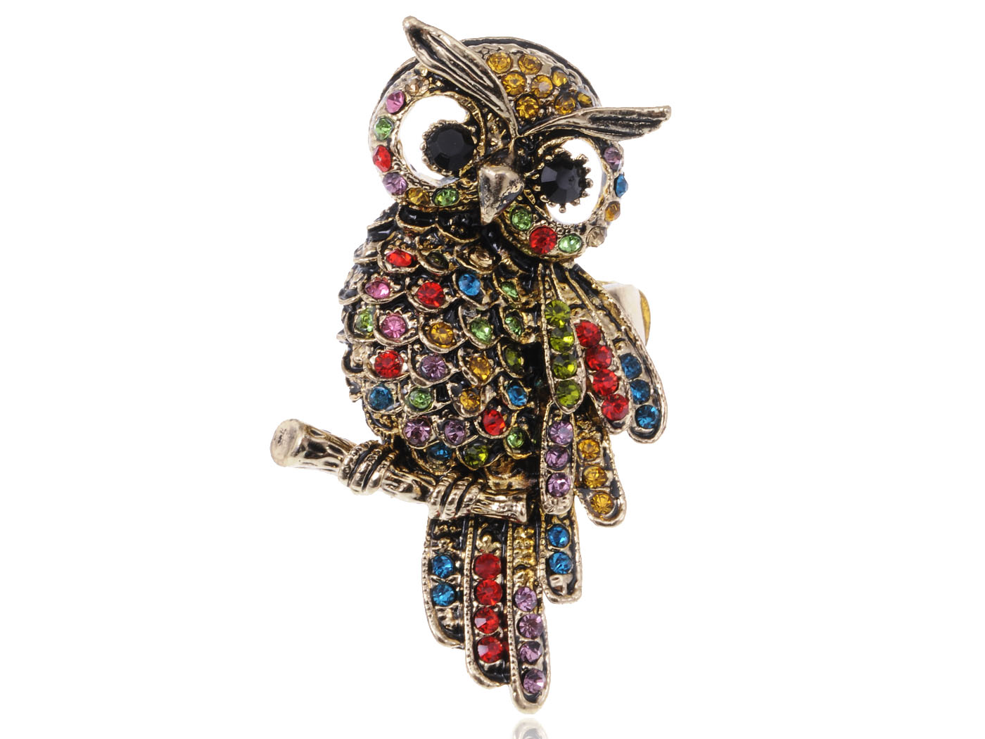 Antique Multicolored Rainbow Owl Bird Ring