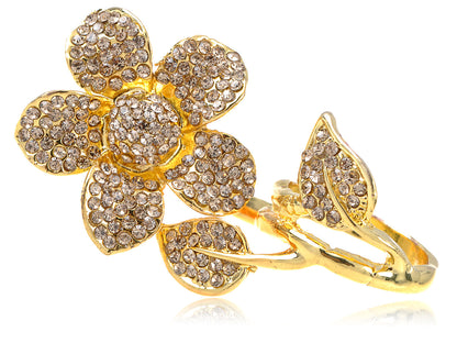 Two Fingers Daisy Topaz Smokey Light Flower Ring