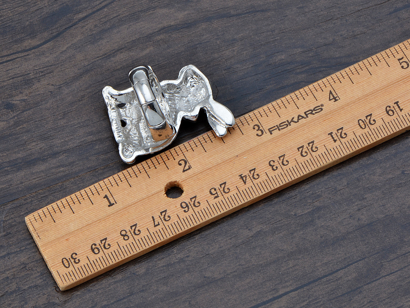Enamel White Bunny Striped Fur Rabbit Ring
