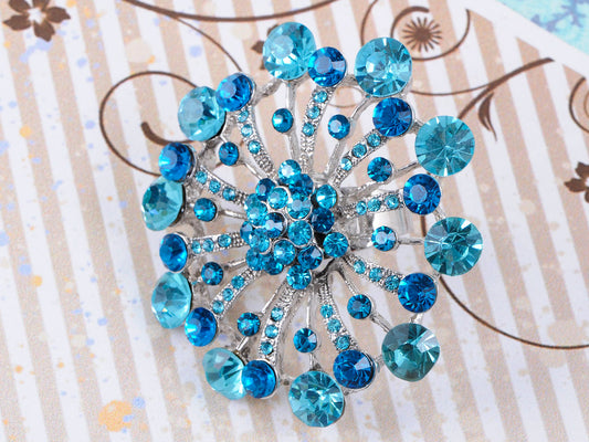 Blue Starburst Firework Snowflake Flower Ring