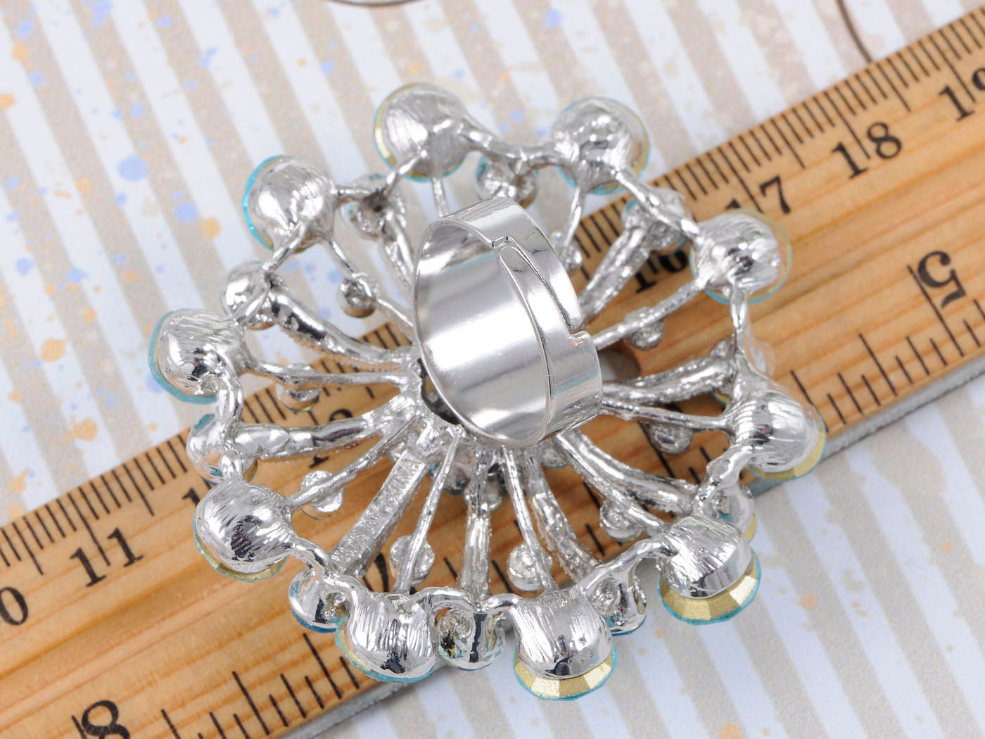 Blue Starburst Firework Snowflake Flower Ring