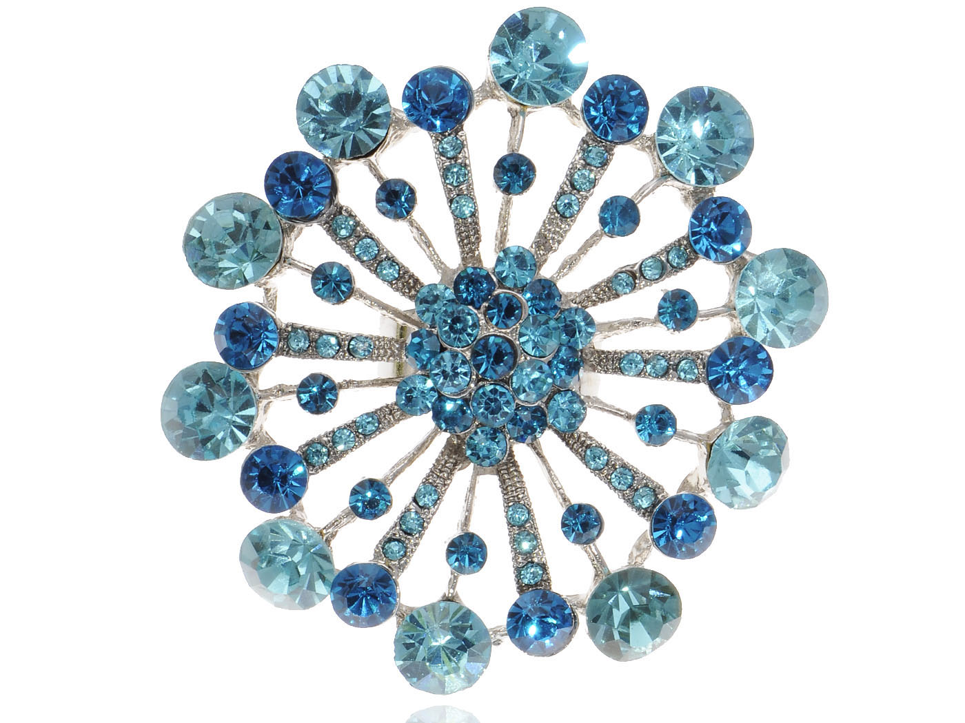 Blue Starburst Firework Snowflake Flower Ring