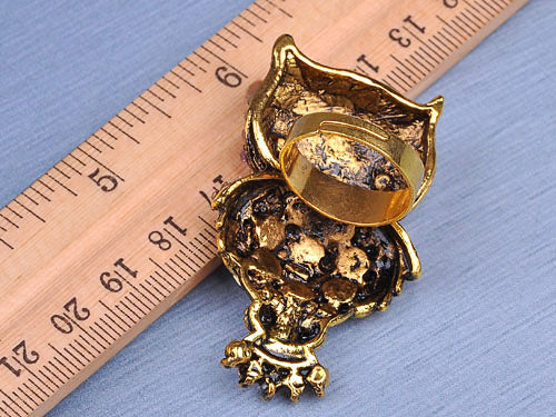 Purple Cocky With It Amethyst Owl Wide Eye Ring