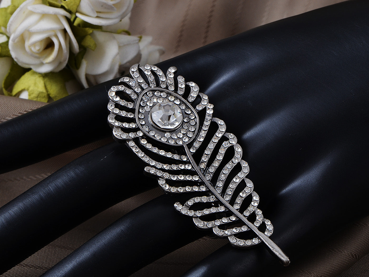 Repro Peacock Feather Statement Ring