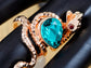 Rose Blue Teardrop Enhanced Slither Snake Statement Ring