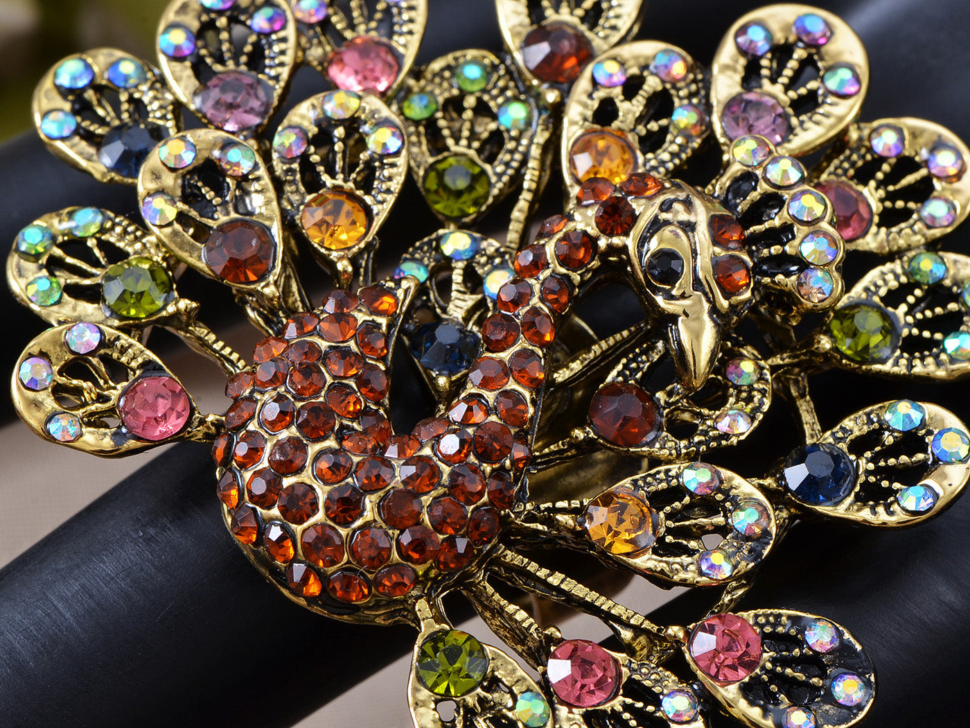 Exotic Wild Bird Indicolite Bright Blue Peacock Tail Ring