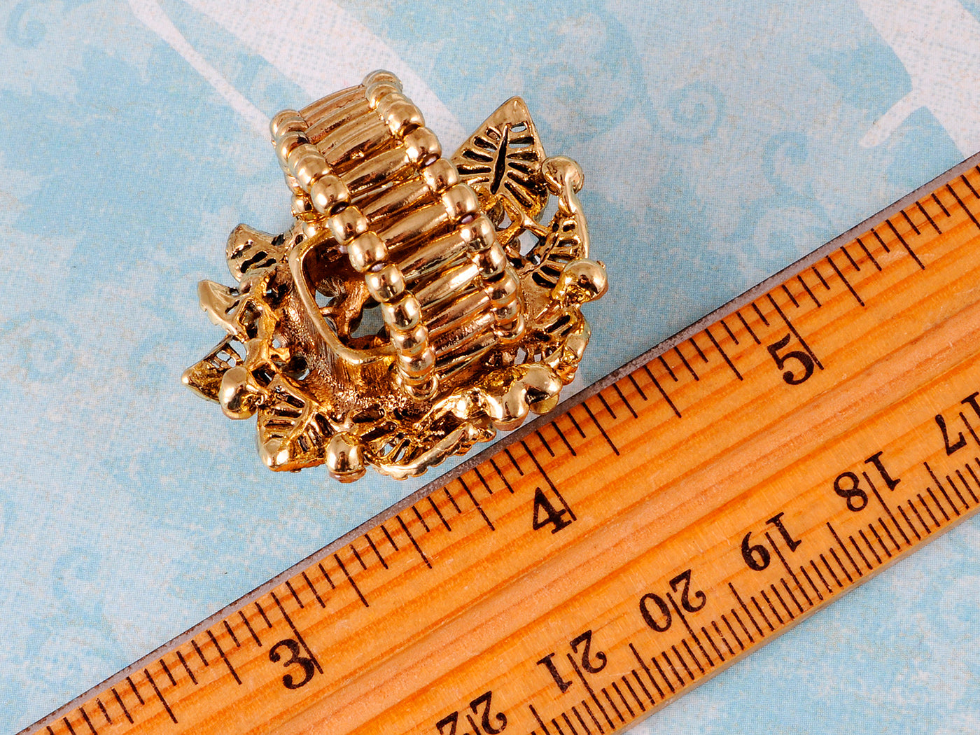 Light Yellow Topaz Leaf Cluster Flower Bouquet Ring