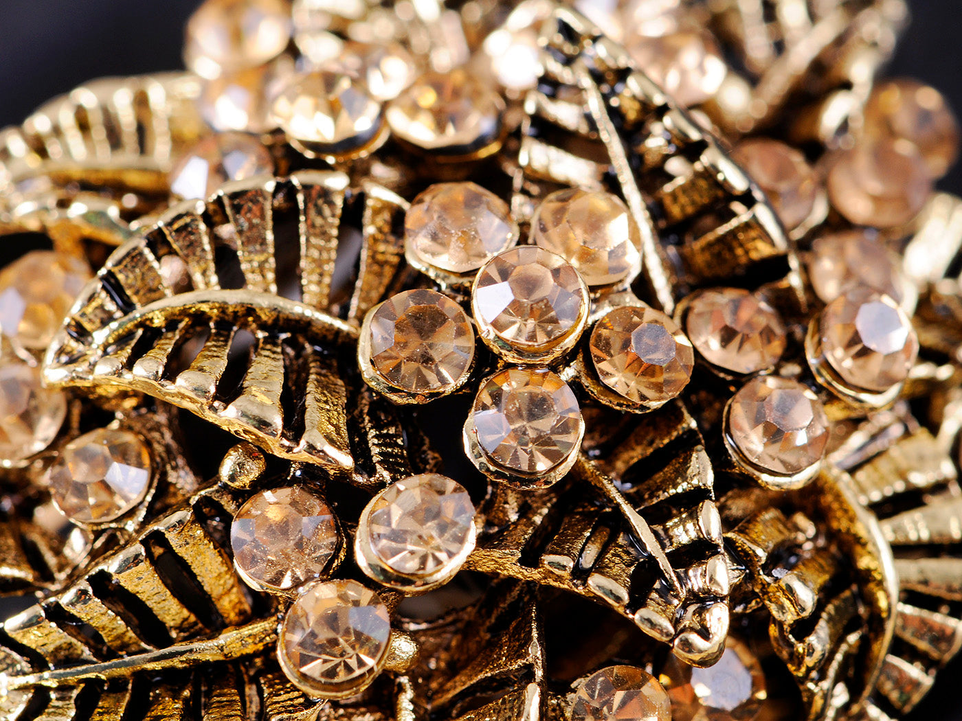 Light Yellow Topaz Leaf Cluster Flower Bouquet Ring