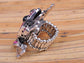 Silver Fuchsia Pink Funny Cartoon Leaping Frog Toad Ring