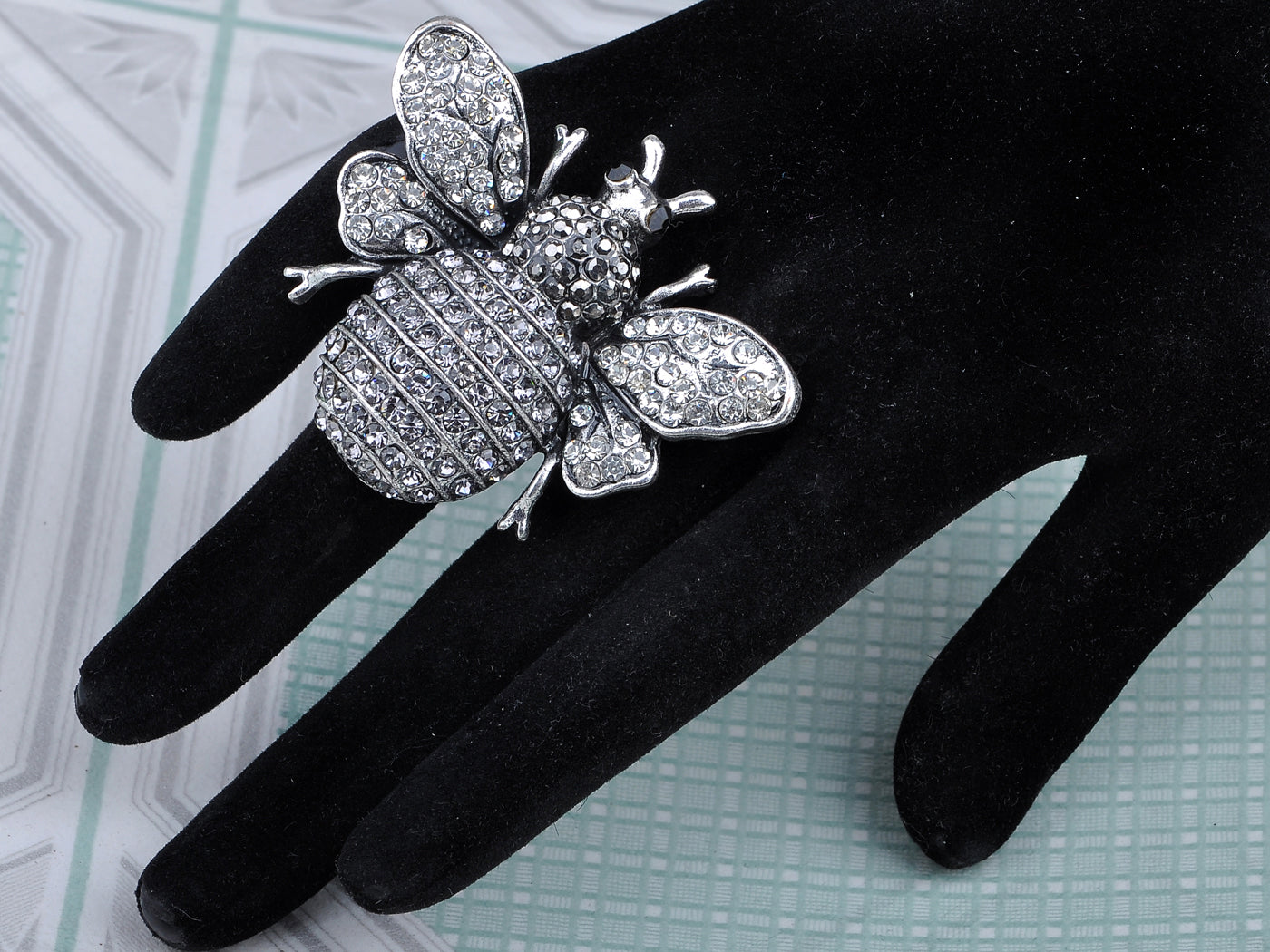 Rose Copper Sapphire Blue Colored Beetle Bee Brooch Pin