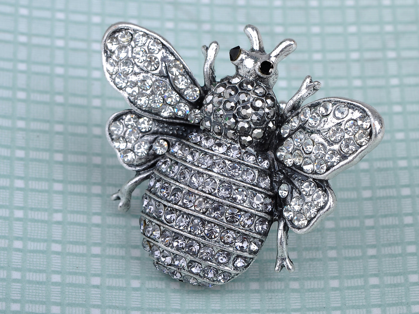 Rose Copper Sapphire Blue Colored Beetle Bee Brooch Pin