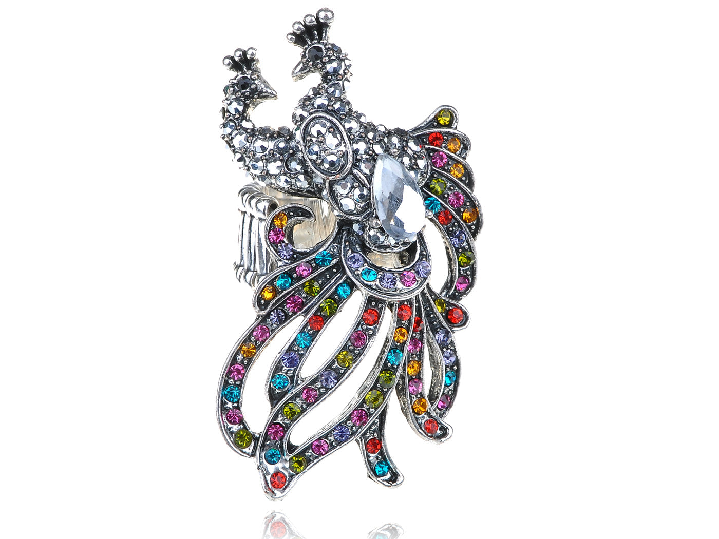 Multicolored Colorful Peacock Feather Ring