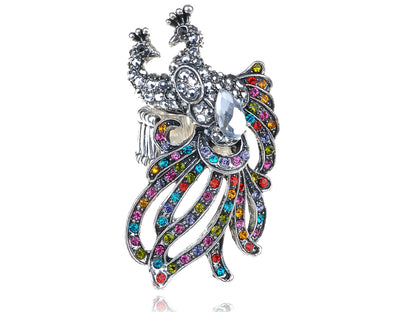 Multicolored Colorful Peacock Feather Ring