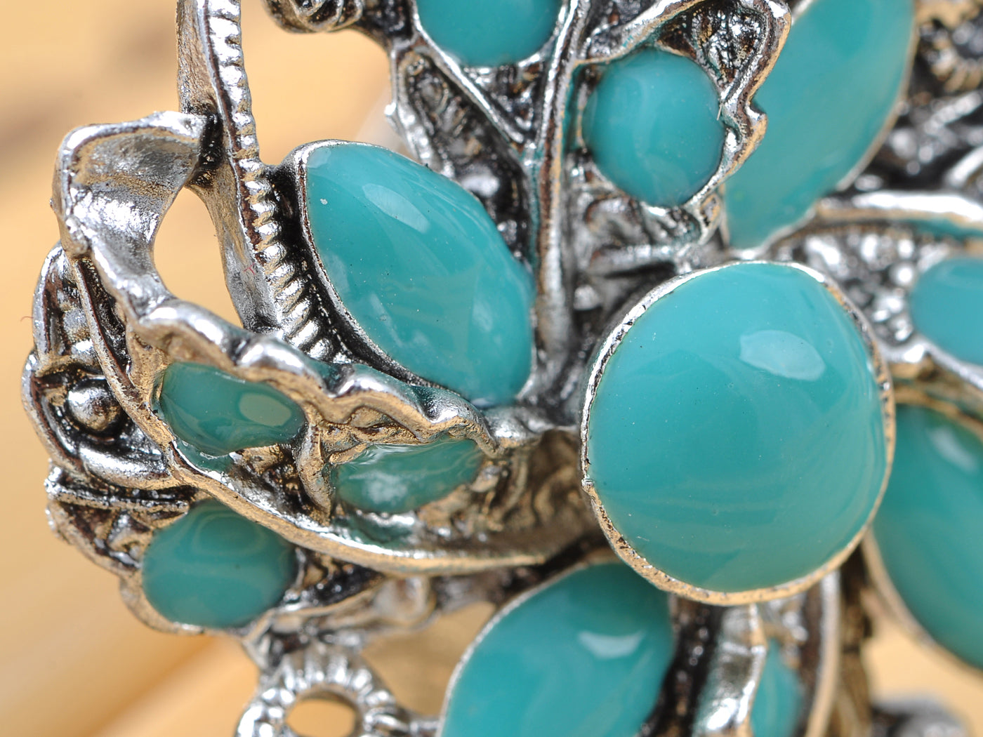 Turquoise Abstract Floral Flower Ring