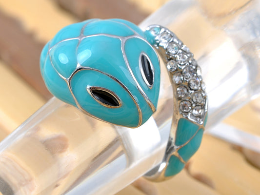 Striking Blue Mosaic Bodied Wrapping Snake Sized Ring