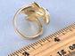 Enamel Painted Wrapped Cartoon White Dolphin Emerald Eye Ring