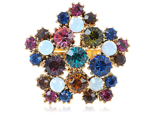 Multi Coloured Bursting Flower Ring