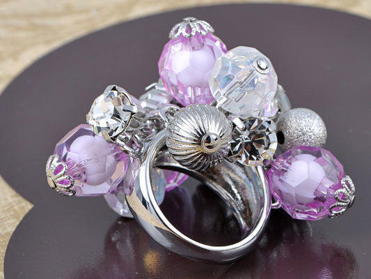 Purple Beads And Baubles Cluster Of Ss Trendy Ring