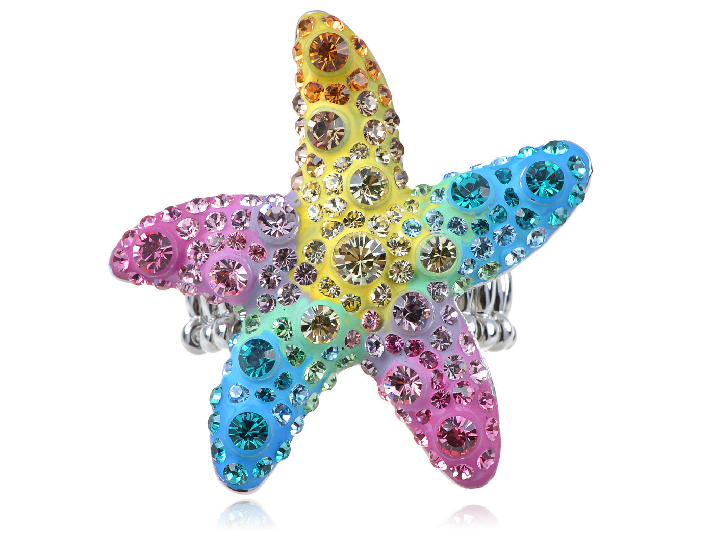 Neon Bright And Colorful Rainbow Dancing Starfish Stretch Ring
