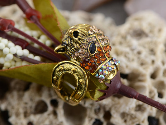 Petite Brass Accented Horseshoe Fields Glory Ring