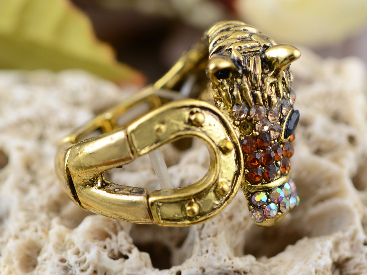 Petite Brass Accented Horseshoe Fields Glory Ring