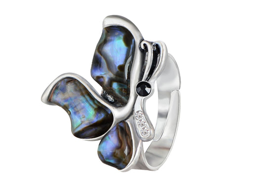 Shell Like Wing Butterfly Profile Rhine Ring