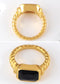 18K Gold Plated Sparkly Cubic Zirconia Geometry Statement Rings for Women Size 6-8