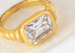 18K Gold Plated Sparkly Cubic Zirconia Geometry Statement Rings for Women Size 6-8