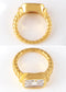 18K Gold Plated Sparkly Cubic Zirconia Geometry Statement Rings for Women Size 6-8