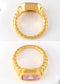 18K Gold Plated Sparkly Cubic Zirconia Geometry Statement Rings for Women Size 6-8