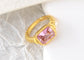 18K Gold Plated Sparkly Cubic Zirconia Geometry Statement Rings for Women Size 6-8