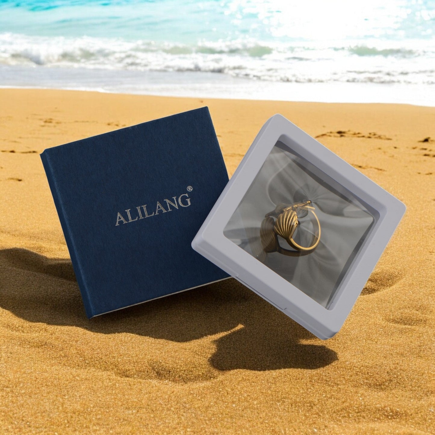 Bohemian Gold Shell Starfish Adjustable Rings for Women ummer Ocean Punk Jewelry