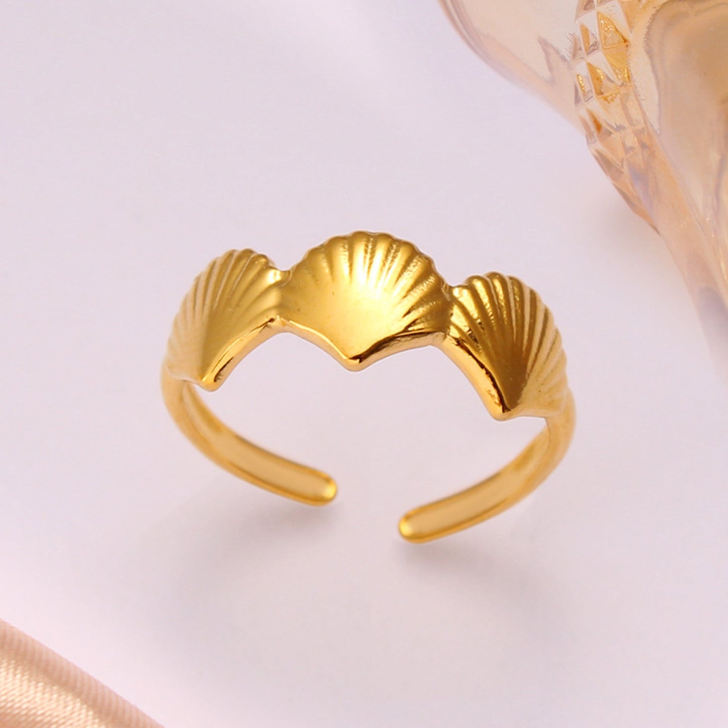 Bohemian Gold Shell Starfish Adjustable Rings for Women ummer Ocean Punk Jewelry