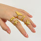 Bohemian Gold Shell Starfish Adjustable Rings for Women ummer Ocean Punk Jewelry